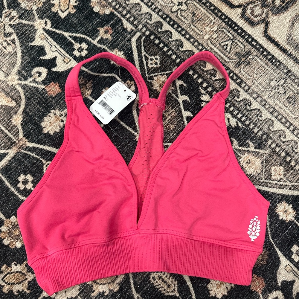 Free People Pink Racerback Triangle Bralette/Sports Bra